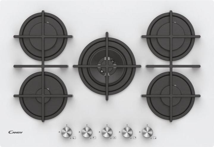 Image du produit Candy CVG74WPW Blanc encastrable 74 cm Gaz 5 cuisinière(s)
