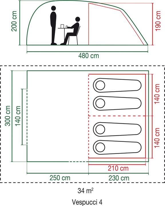 Actual product image Coleman Vespucci 4 (Tunnel tent, 18.80 kg, 4 persons)