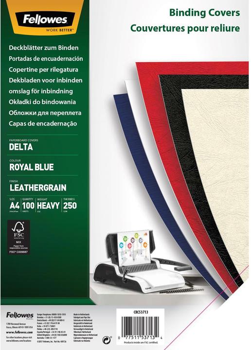 Immagine prodotto Fellowes Foglio di copertura Delta con struttura in pelle, blu