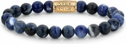 Rebel Rose - Midnight Blue Gold Beaded Bracelet RR-80094-G - Dimension: 20 cm - L+ (20 cm)