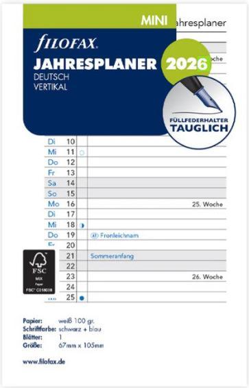 Actual product image Filofax MINI YEAR PLANNER 2026