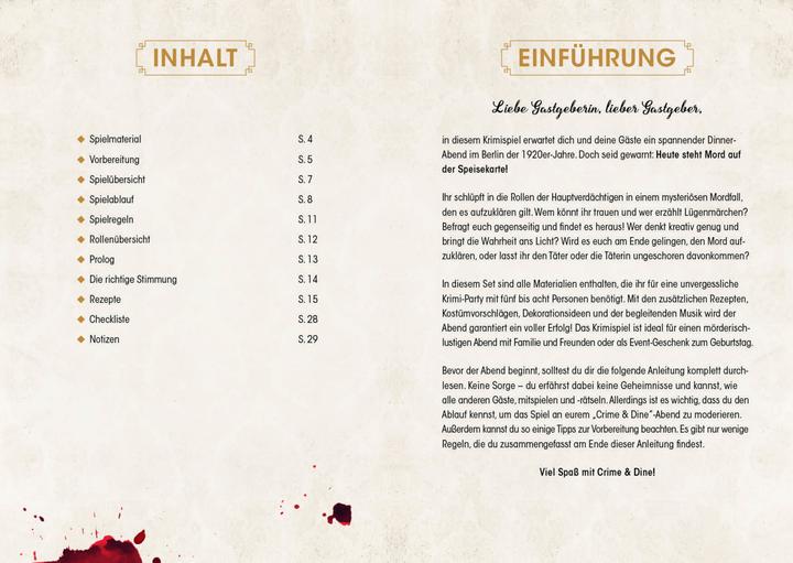Actual product image Crime & Dine – Das Krimi-Dinner-Set: Babylon Berlin – Das offizielle Spiel zur Serie! (German, Business Elephant Paperdice Solutions GmbH, 2022)