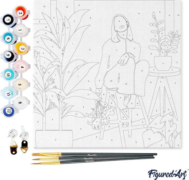 Immagine prodotto Figured'Art Mini Kit da Dipingere con i Numeri con Cornice - Fra le sue Piante