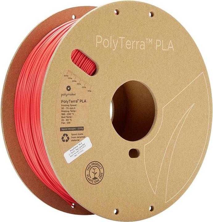 Polymaker PolyTerra (PLA, 1.75 mm, 1000 g, Rot)