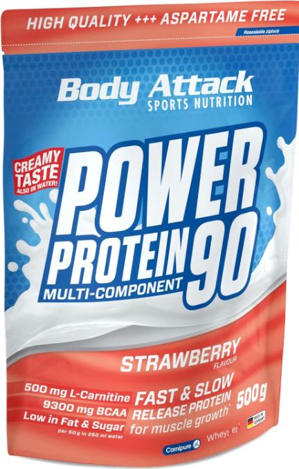 Actual product image Body Attack New Power Protein 90 (500g bag) (Strawberry, 1 pcs., 500 g)