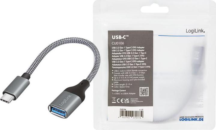 Actual product image LogiLink USB C – USB A (0.15 m, USB 3.2 Gen 1)