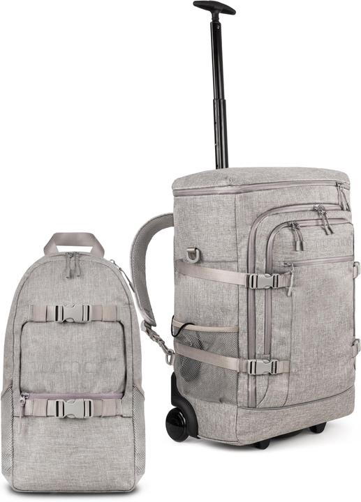 Immagine prodotto Normani Handgepäck Rucksack mit Trolleyfunktion + kleiner Rucksack (45 l, Bagaglio a mano (fino a 50 litri))