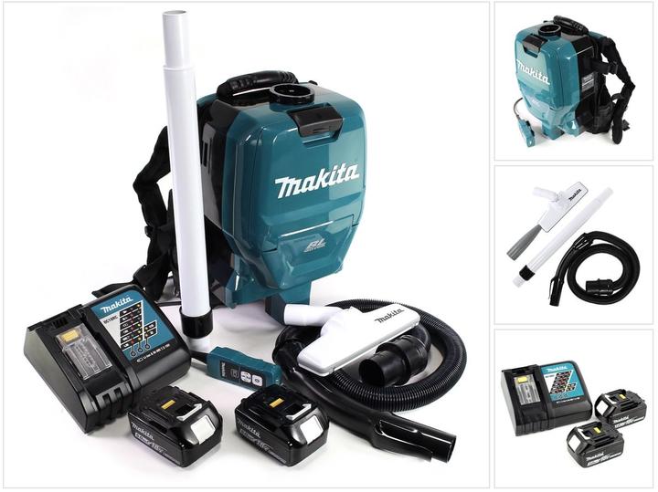 Makita DVC 260 36V Akku Rucksack Staubsauger (2x 18V) Brushless mit 2x 3,0 Ah Akku und Ladegerät (Rückenstaubsauger)