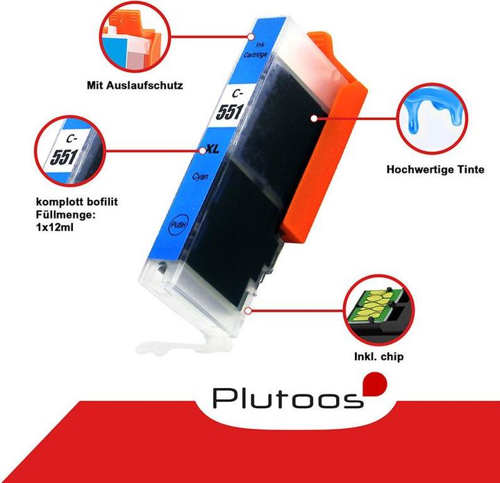 Immagine prodotto Plutoos Cartuccia Canon PGI-550 CLI-551 compatibile XXL, set di 5 colori