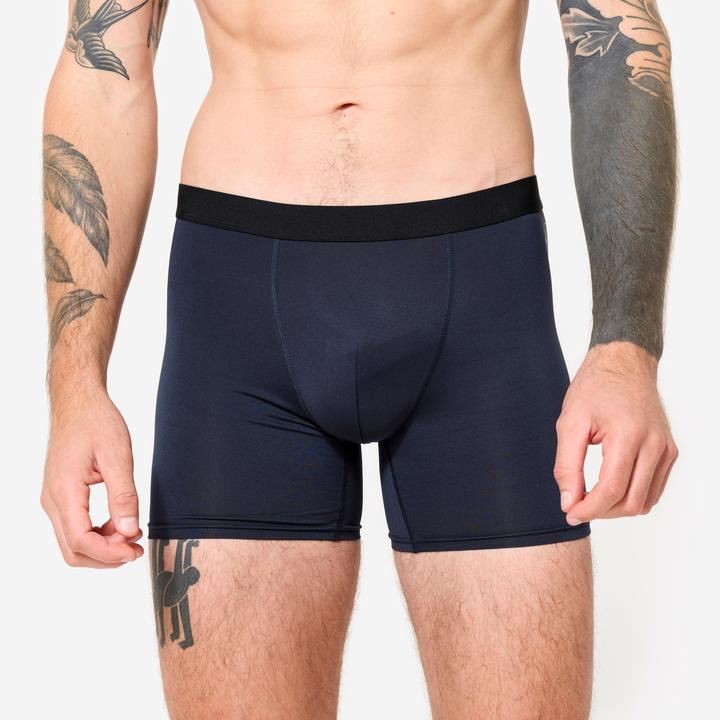 Decathlon Boxershorts Herren Mikrofaser atmungsaktiv 3er-Pack - blau/rot