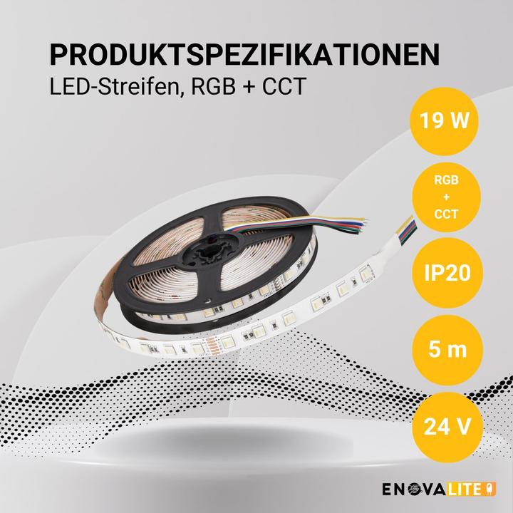 Actual product image Enovalite LED strips (Warm white, Multicoloured, Cold White, 500 cm, Indoor)