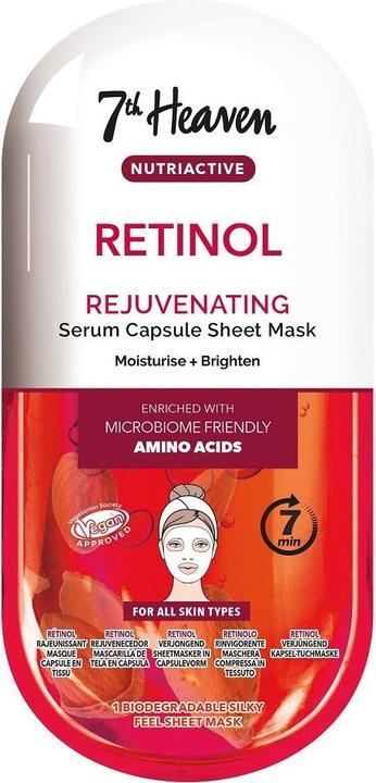 7th Heaven Retinol Nutriactive Rejuvenating Sheet Mask Angereichert mit Aminosäuren zur Befeuchtung und B (10 ml)