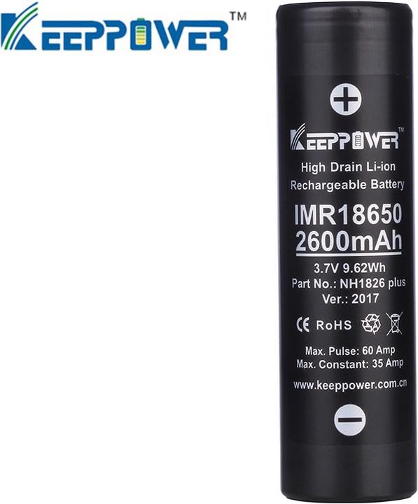 Produktbild Keeppower Akku IMR18650 Plus (US18650VTC5A) (Flat Top) inkl. Akkuschutzbox (1 Stk., 18650, 2600 mAh)