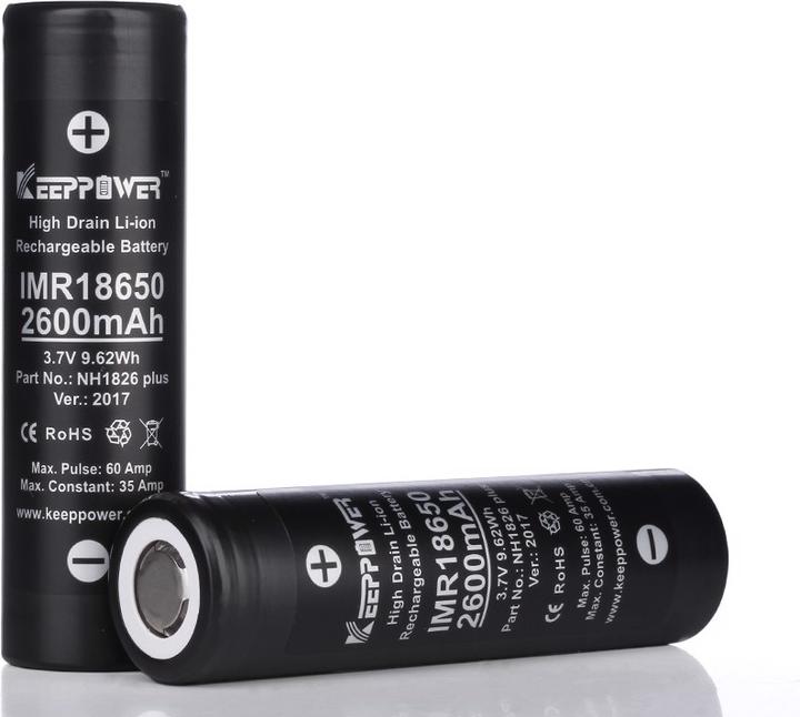 Produktbild Keeppower Akku IMR18650 Plus (US18650VTC5A) (Flat Top) inkl. Akkuschutzbox (1 Stk., 18650, 2600 mAh)