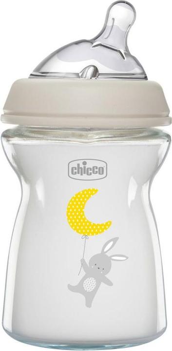 Actual product image Chicco Baby Bottle NATURAL FEELING Glass Teat Silicone Slow Flow UNI 0m+ (250 ml)