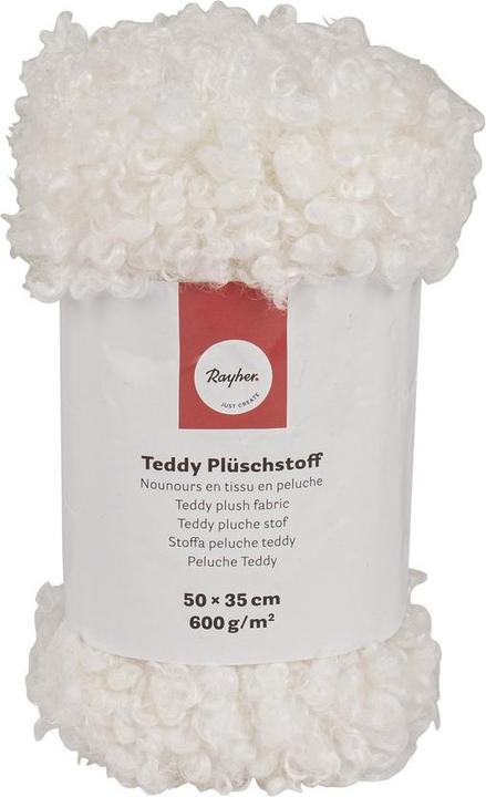 Actual product image Rayher Teddy plush fabric white