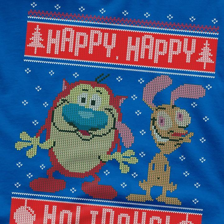 Immagine prodotto Ren & Stimpy Happy, Happy Holidays Maglietta Maglione di Natale Uomo (3XL)