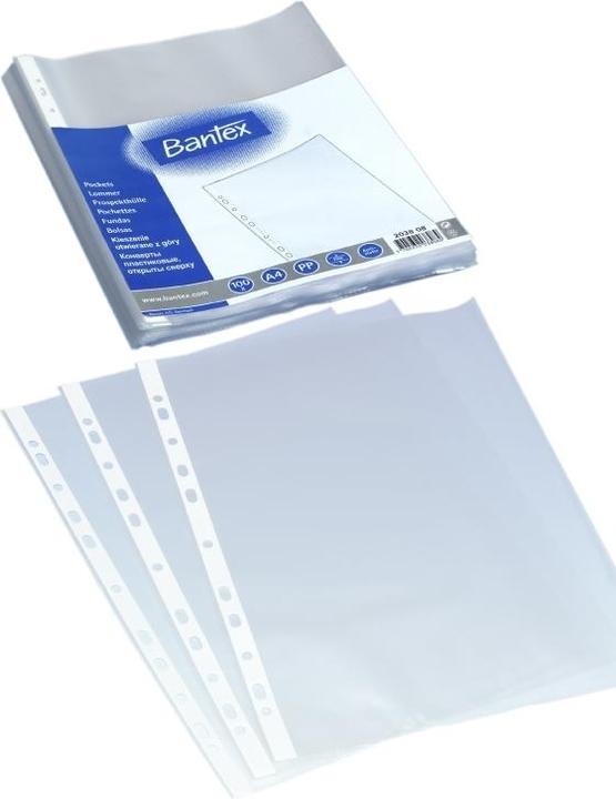 Bantex Kunststofftasche, mit Löchern, A4, 40 µm, Packung mit 100 Stück. (A4, 100 x)