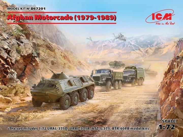 Immagine prodotto ICM Afghan Motorcade (1979-1989) (URAL-375D, URAL-375A, ATZ-5-375, BTR60PB)