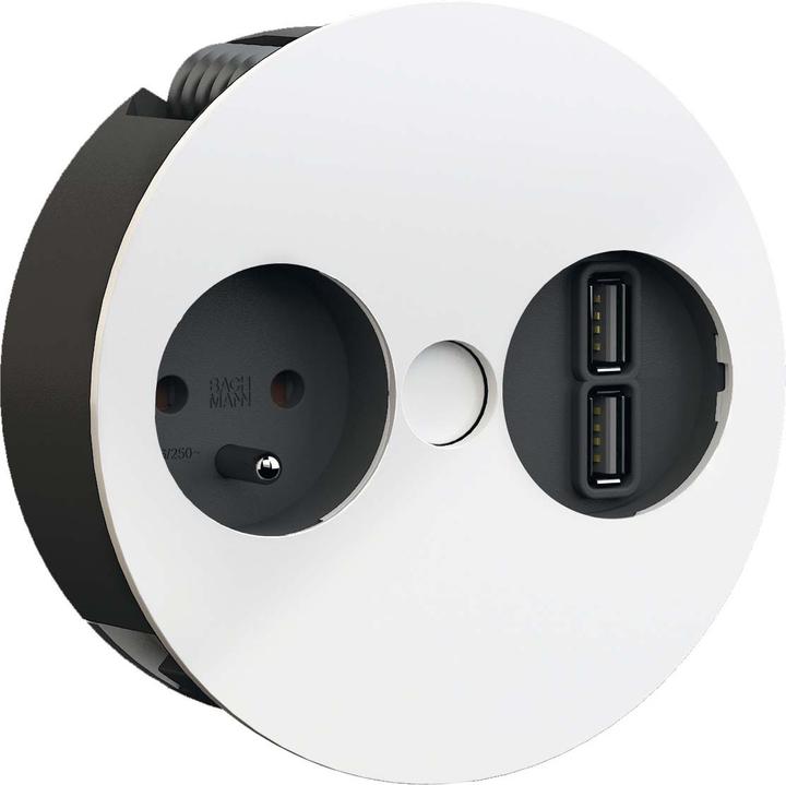 Immagine prodotto Bachmann TWIST - 2 m - 1 uscite AC - Interno - Metallo - Plastica - Bianco - 42,5 mm (1 x, CEE 7/3, CEE 7/5, 2 m)
