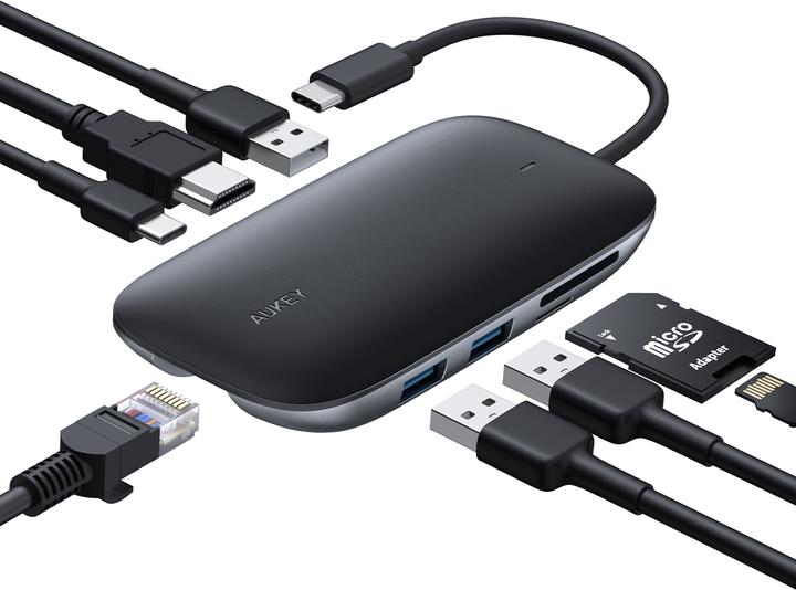Image du produit Aukey I/O-HUB USB3 3PORT CB-C71/LLTSN1001018 (USB-C, 8 Ports)