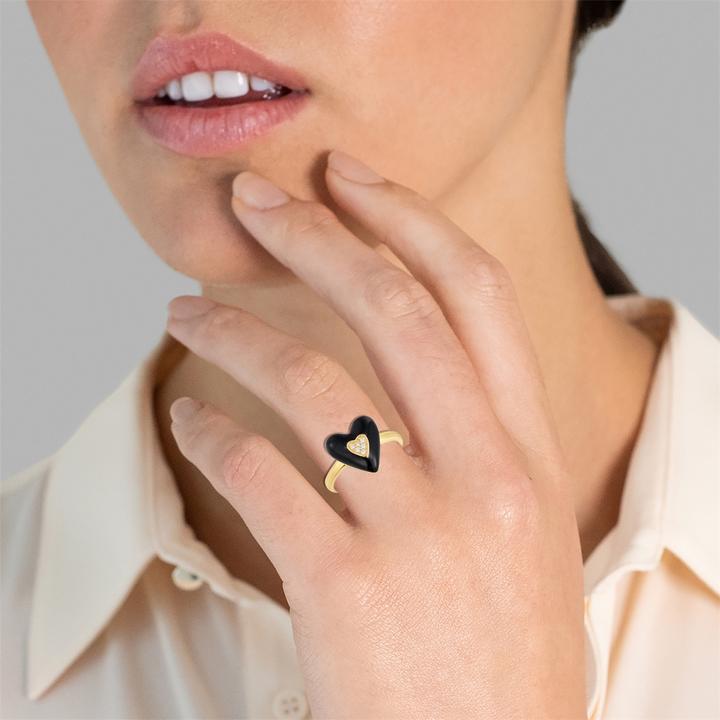 Image du produit Glanzstücke München Femme coeur argent sterling zirconium or jaune - 33806 (52, Argent 925)