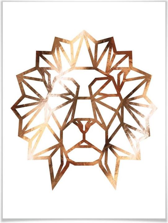 Image du produit Trenddeko Tête de lion en origami - aspect cuivre (80 x 100 cm)