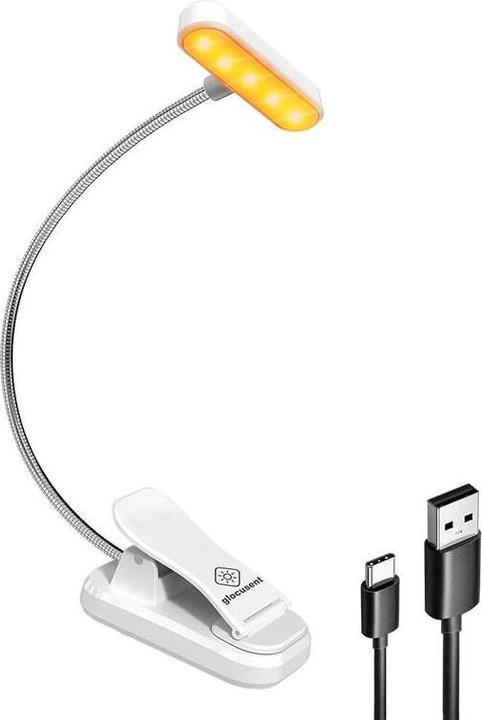 Image du produit Glocusent Lampe sans fil ET-Head clip-on book light, USB-C 650mAh timer (blanc) (25 lm, E27)