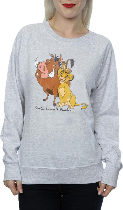 Actual product image The Lion King Womens/Ladies Classic Simba Timon & Pumba Heather Sweatshirt (XL)