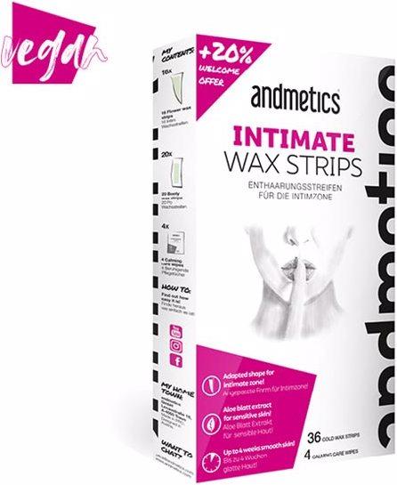 Actual product image Andmetics Intimate Wax Strips Depilatory Strips 36 Per Pack (28 x, 28 g)