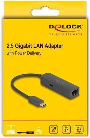 Actual product image Delock USB Type-C Adapter zu 2,5 Gigabit LAN mit Power Deliv (USB-C, RJ45 (1x))
