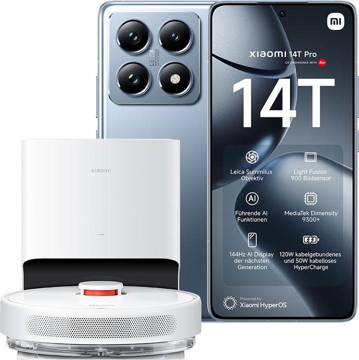 Xiaomi Pacchetto di lancio 14T Pro + Robot Vacuum X10 (512 GB, Blu Titano, 6.67", Doppia SIM, 50 Mpx, 5G)