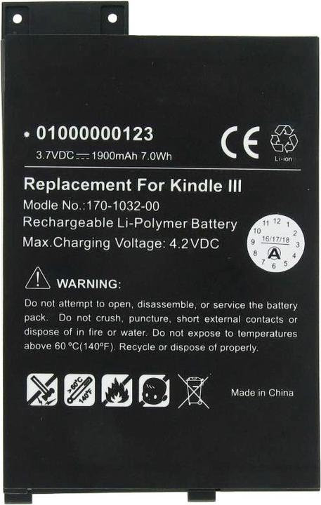 Actual product image Amazon Kindle 3 Battery, Kindle 3 WiFi, Kindle Graphite 170-1032-00