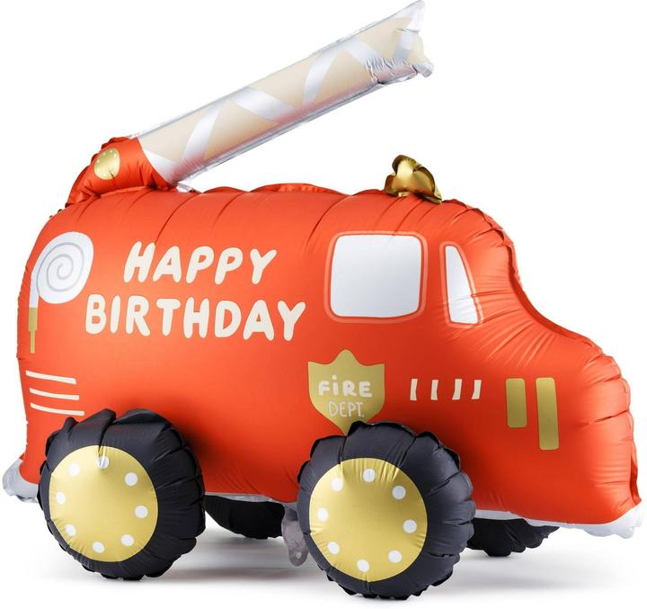 Partydeco Foil balloon fire engine incl. straw 67 x 53 cm, 1 pc (1 x)
