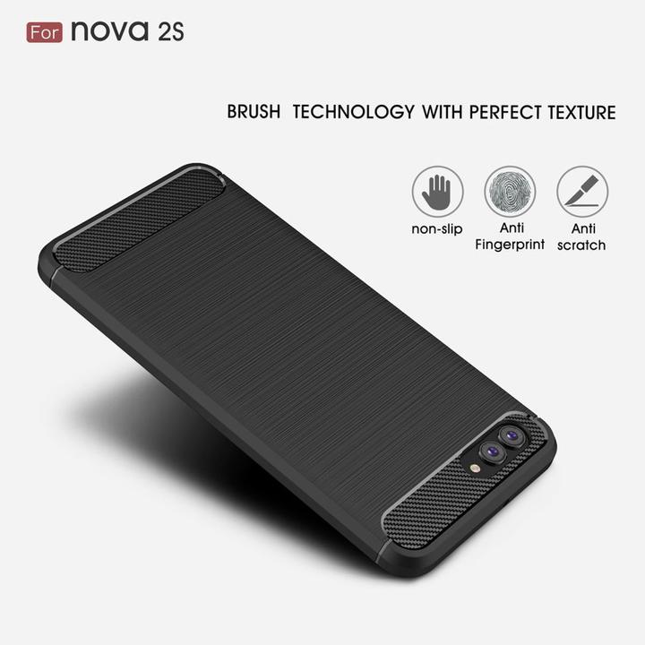Produktbild König Design Hülle Handy Schutz für Huawei Nova 2s Case Cover Bumper Carbon Optik TPU Schwarz (Huawei Nova 2S)
