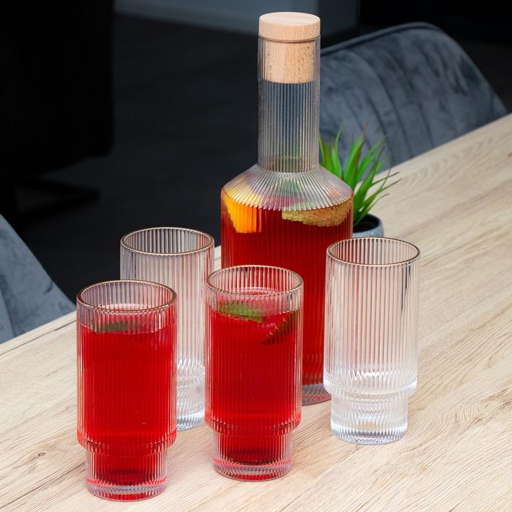 Produktbild Intirilife Glaskaraffen Set mit Korken und 4 Gläsern (1.70 l)