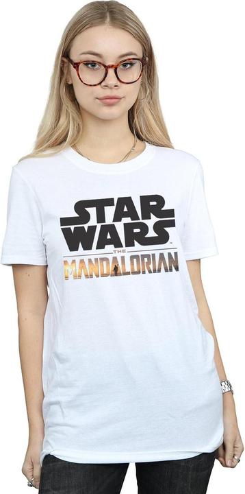 Immagine prodotto Star Wars The Mandalorian Logo Maglietta Ampia Donna (L)