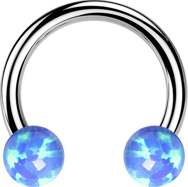 Produktbild Star Piercing Micro Threadless Circular Barbell silber mit zwei Opale blau (ohne Messing, Titan G23)