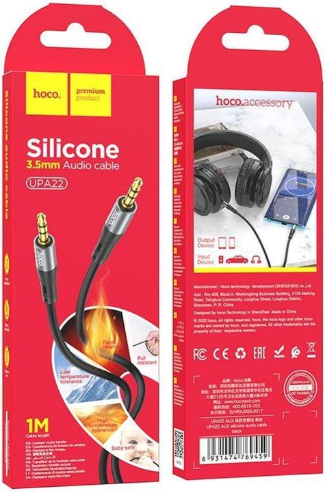 Produktbild Hoco 3.5mm to 3.5mm Audio Kabel UPA22, 1m, Schwarz (1 m)