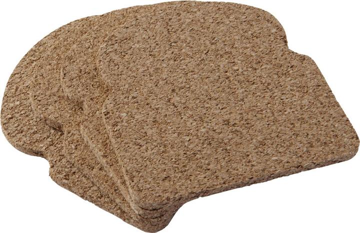 Actual product image Out of the blue Cork coasters in toast shape, 4 pieces, 10 cm, gift box (4 x, Glass coaster)