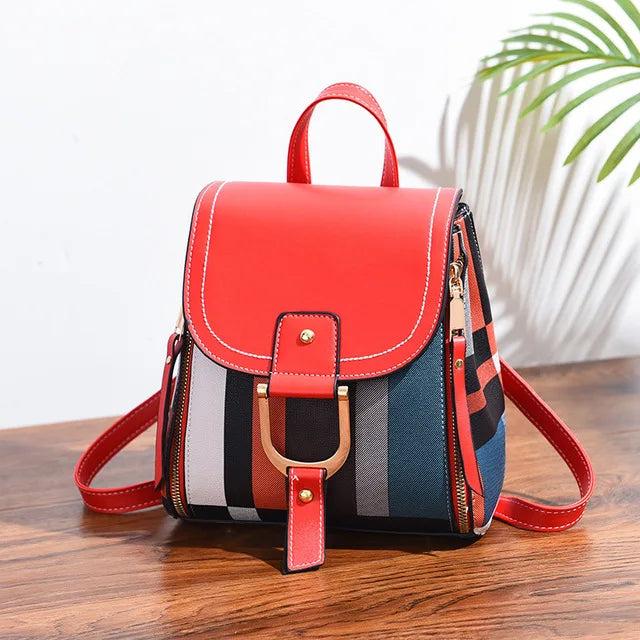 Only-Bags.Store Sac à dos Splice en cuir PU à carreaux sac à dos multifonctionnel sac à dos adolescent sac d'école
