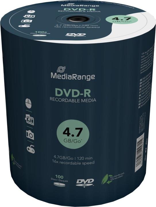 Image du produit MediaRange Supports DVD-R 4.7GB,16x,paquet de 100 (100 x)