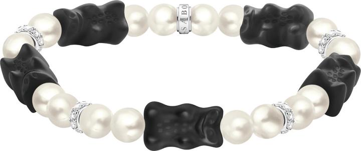 Produktbild Thomas Sabo Perlenarmband mit schwarzen Goldbären (19 cm, 925er Silber)