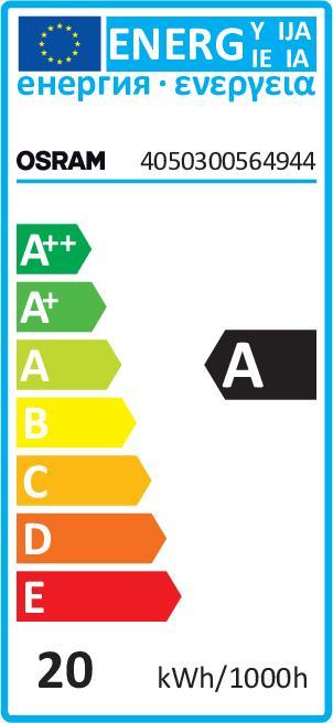 Energy Label Osram Dulux (G24q-2, 18.70 W, 1130 lm, 10 x, A)