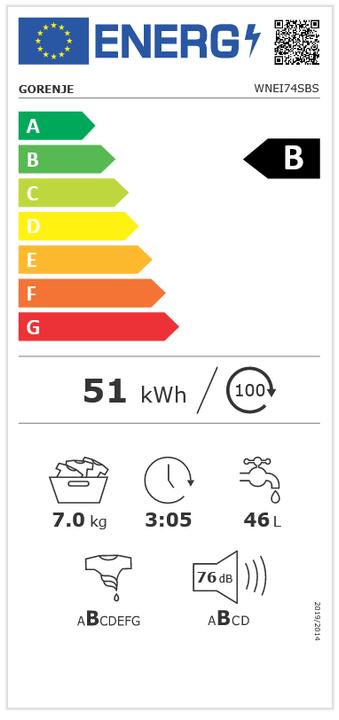 Energy Label Gorenje WNEI74SBS (7 kg, Left)