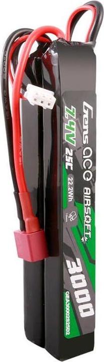 Actual product image Gens Ace 25C 3000mAh 2S2P 7.4V Saddle Airsoft Gun Lipo Battery with Mini Deans(T) Plug (7.40 V, 3000 mAh)