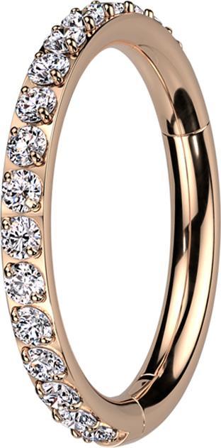 Actual product image Star Piercing Micro segment ring hinged rose gold side crystals silver (Titanium G23, without brass)