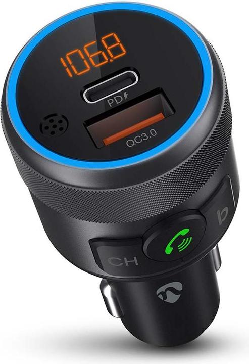 Produktbild Nedis Kfz Audio FM Transmitter - Fest - freisprechend - 1" - Amber Screen - Bluetooth - PD 18 W/PD 2