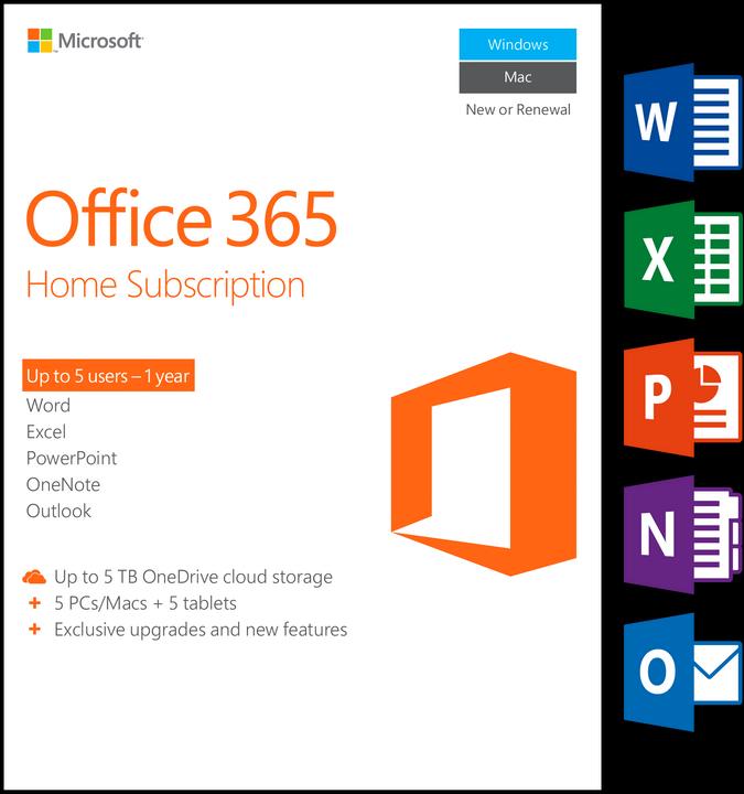 Produktbild Microsoft Office 365 Home (1 User, 12 Monate)