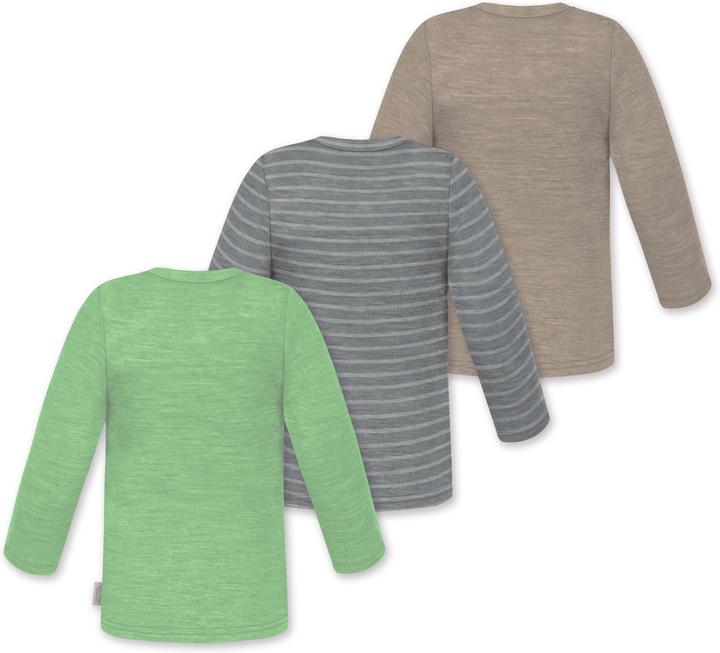 Produktbild Normani 3er Pack Baby Merino Longsleeve „Taupo" - 9475 (68)